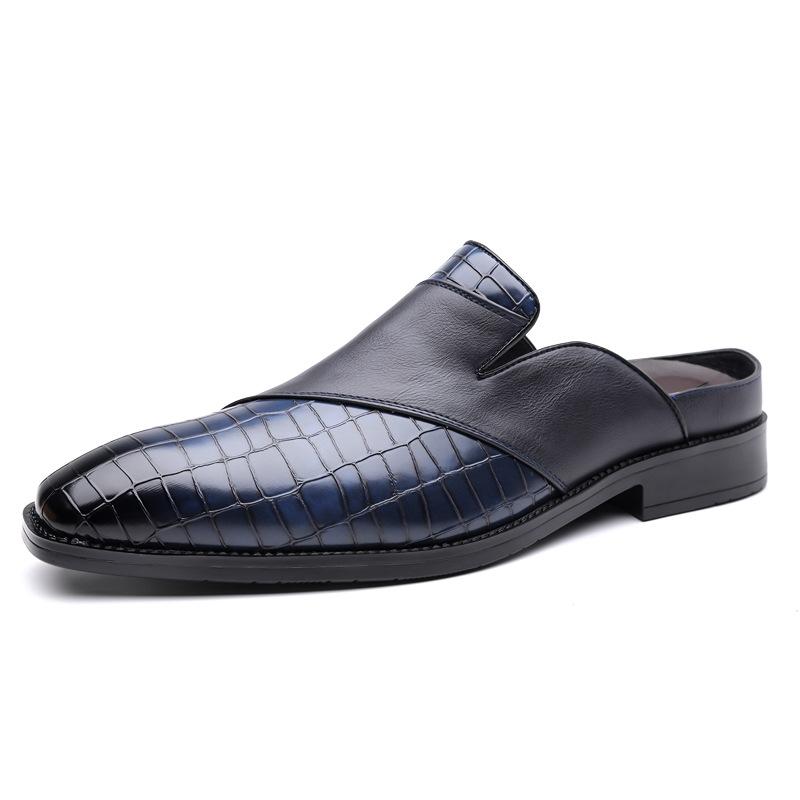 Men's Big Size Fashion Casual No Heel Half Slippers Summer Autumn Designer Leather Mules
