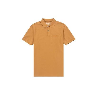 Solid Color Casual Short Sleeve Polo Shirt Men Tops Wheat A6QQ1-P47