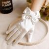 New Hepburn-Style Pearl Satin Bridal Gloves: Elegant White Princess Accessory for Photos