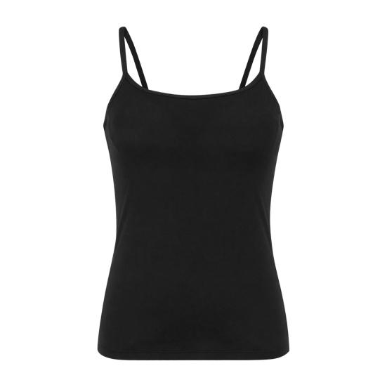

Women Camisole Tank Top with Built in Bra Spaghetti Strap Scoop Neck Padded Basic S чорний