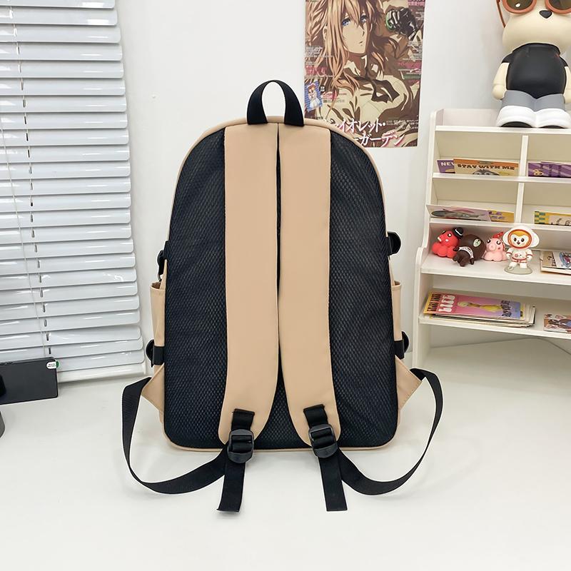 Three-Piece Backpack Set Large Capacity Student Schoolbag Women Solid Color Backpack with Lunch Bag Pen Bag