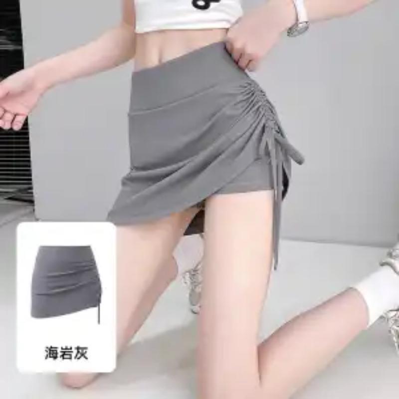 Women's High Waist Drawstring Skort Casual Ruched Mini Skirt with Built-in Shorts