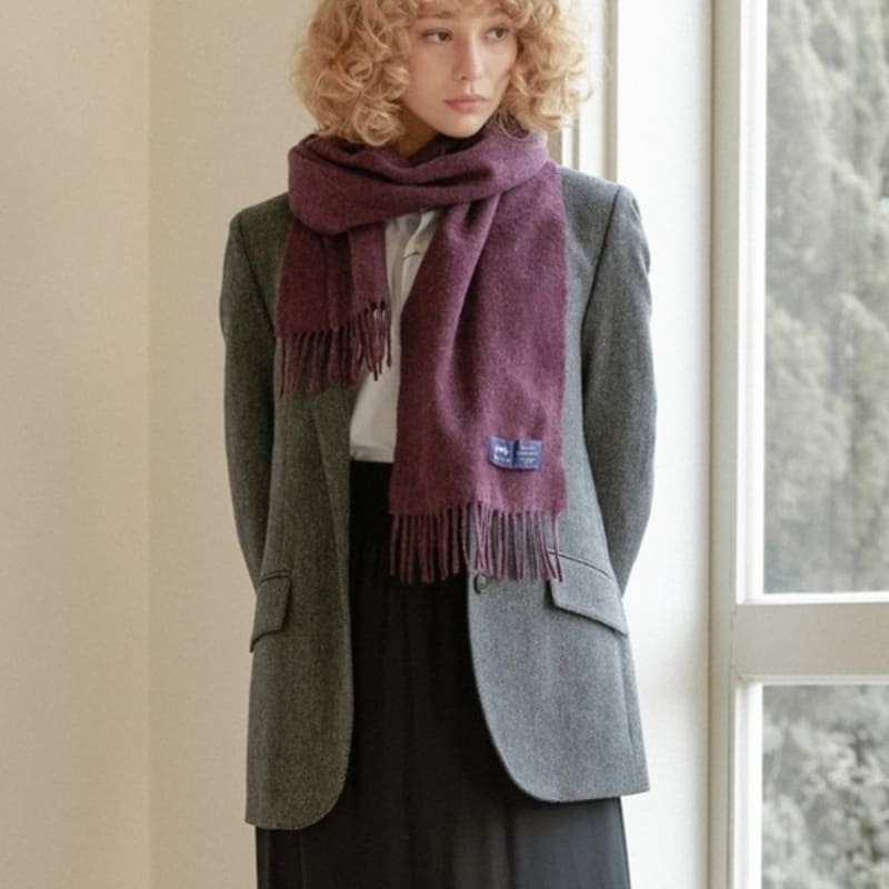 ABRAHAM MOON Merino Wool Muffler 25cm - Burgundy