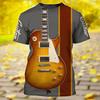 Personalized Guitar Pattern 3D Digital Print Men's Trendy Round Neck Short Sleeved T-shirt