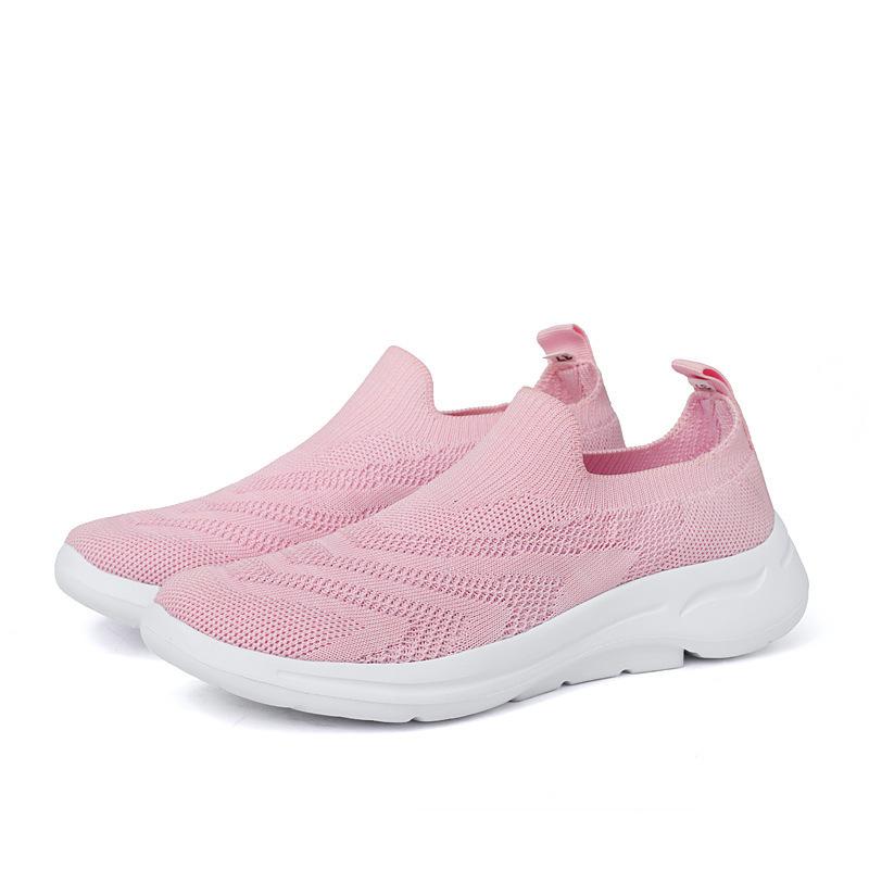 Spring Large Size Women'S Single Shoes Casual Single Shoes Overalls Sneakers Versatile Mesh Breathable Fly-Woven Shoes