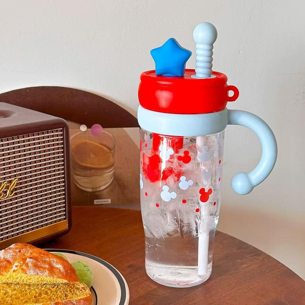 Star Cartoon Large Capacity Straw Water Cup for Students and Adults - Cute Ice Buster Design