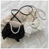 White Folds Pearl Female Bag Retro Luxury Designer Handbag Bow Crossbody Bags Fashi Y2K Vintage Women's Shoulder Bag Purses