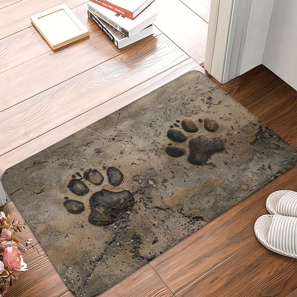 1 Stück Bodenmatte mit Hundepfotenmuster, moderner Küchenteppich aus Polyester, rutschfest, bunt, für den Innenbereich, für Zuhause, Badezimmer, Schlafzimmer, Wohnzimmer, Dekoration