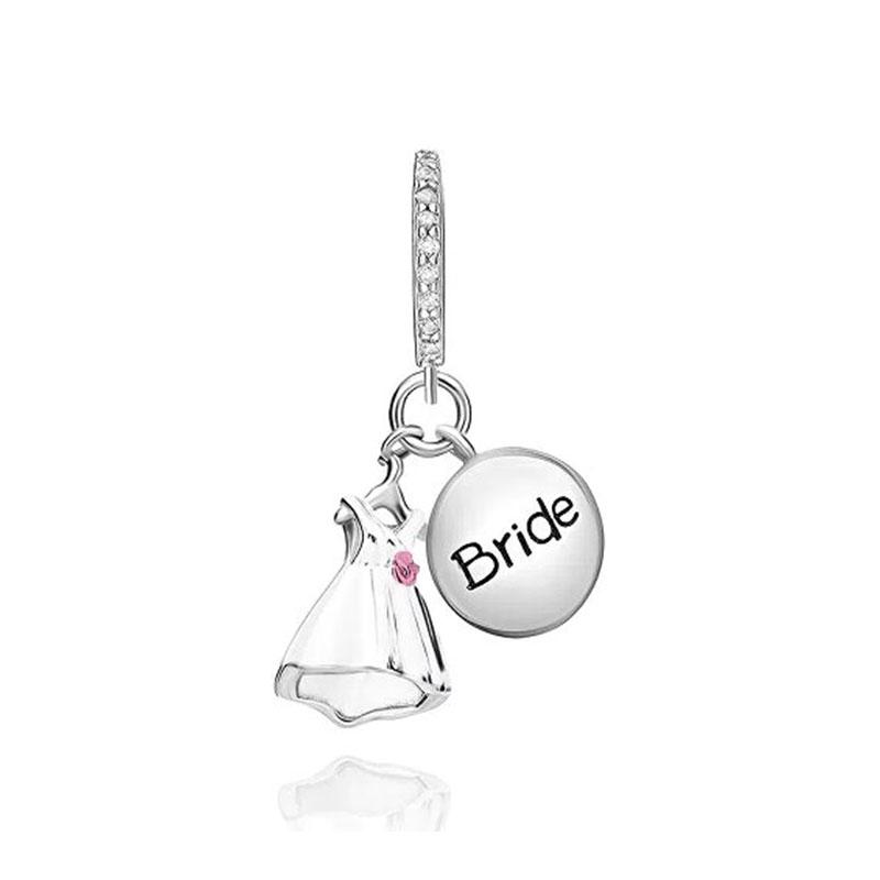 Original Copper Love Heart Family Pendant Charm Star Cake Wine Bottle Bead Fit Bracelet Women Diy Jewelry Gift