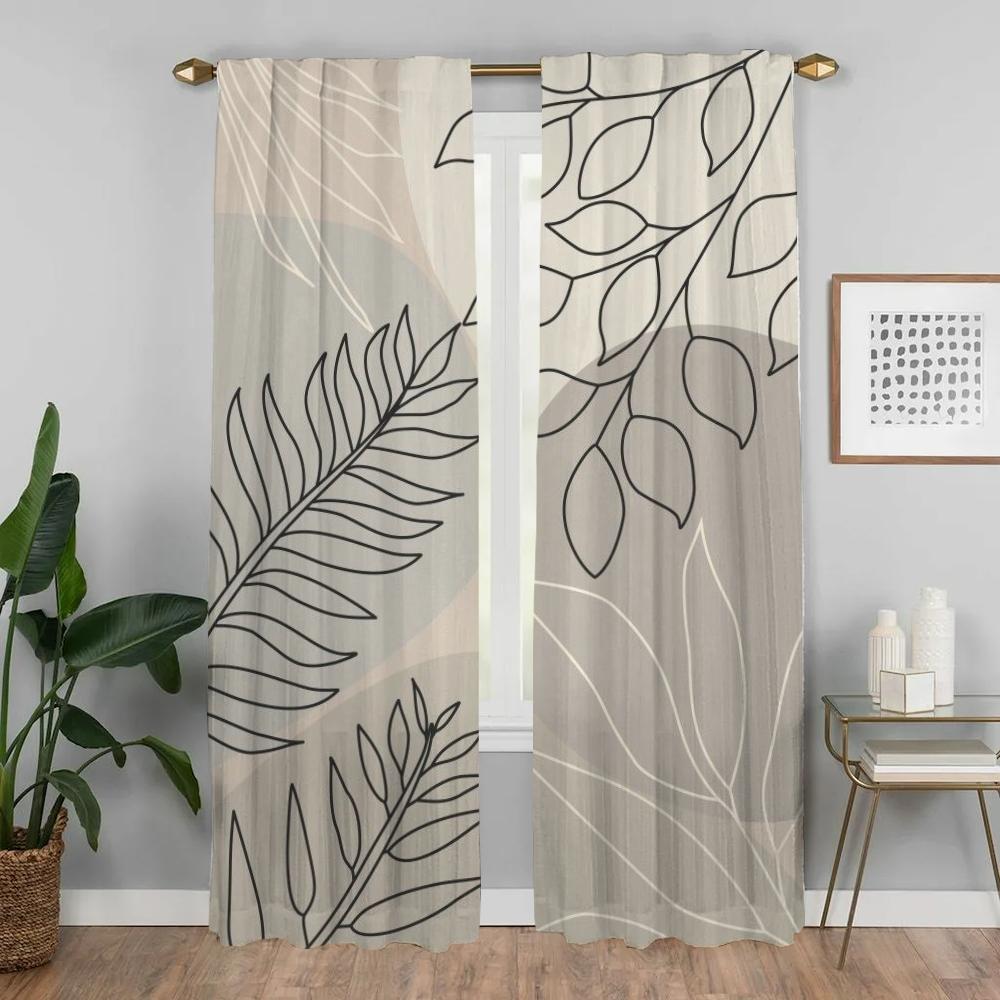 Concise Style Plants Blackout Curtain for Room 2 Panel Modern Living Room Curtains Tulle for Bedroom Shades Partition Kitchen