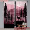 2D Flat Printing 2pcs Happy Valentine's Day Party Curtain Night Elk Digital Printed Polyester Drapes Party Decorations for
