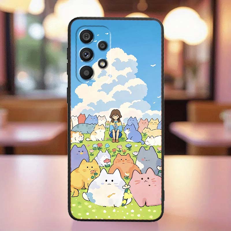 Cartoon Anime Capibala Art Phone Case For Samsung A41 A35 A34 A33 A32 A25 A24 A23 A21s A06 A05 A04 A03 Note 10 20 Ultra 5G Black