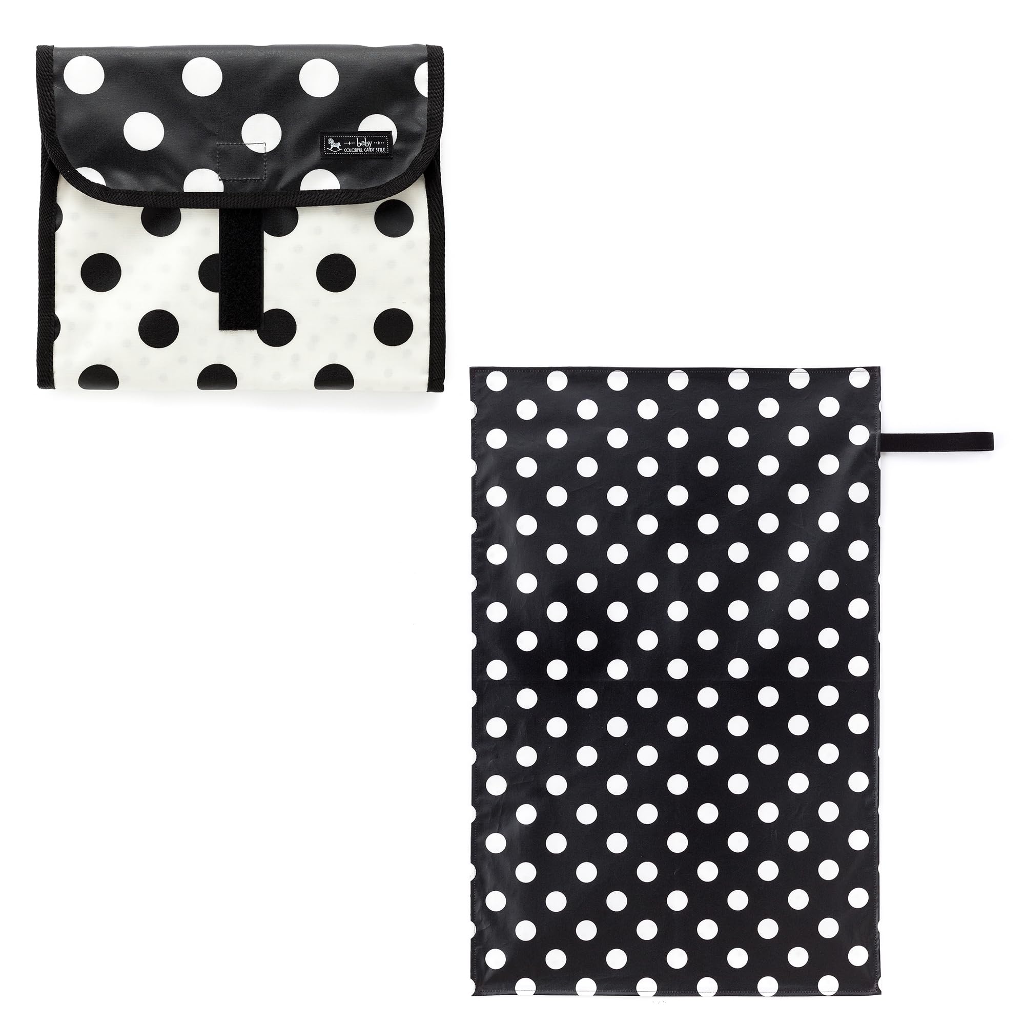 

COLORFUL CANDY STYLE Diaper Pouch and Diaper Changing Pad Polka Dot Large (Clutch Type) Set, (Broadcloth/Black) B8001300-BTR