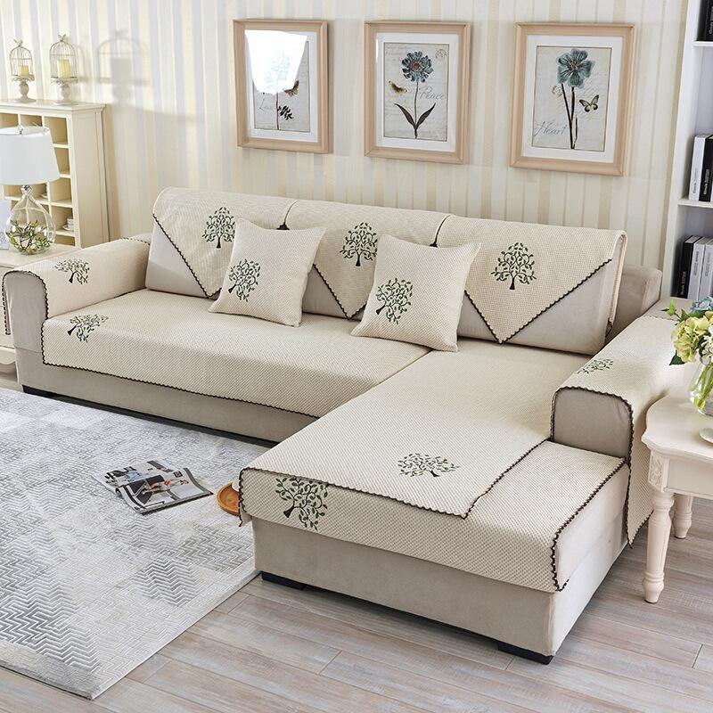 Nordic Ethnic Style Fabric, Linen Fabric, Sofa Cushion, Sofa Towel, Sofa Cover, All-Season Universal, Simple and Non Slip Sofa Cover