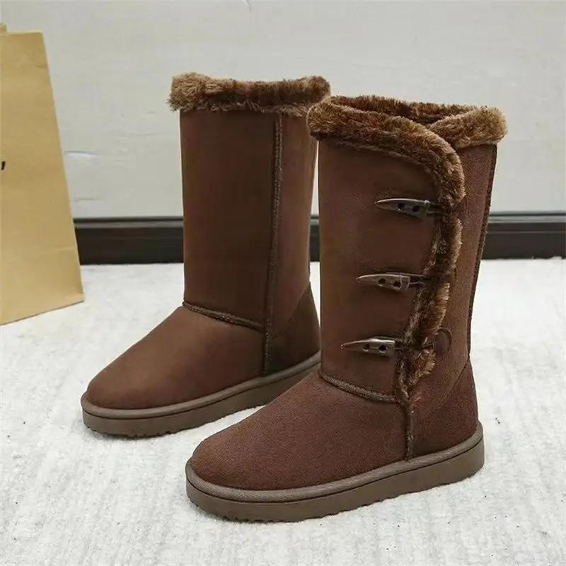 Women Classic Ladies Large Size Winter Snow Boots Waterproof Warm Genuine Leather Fur Australia Plus Velvet Knee High Winter