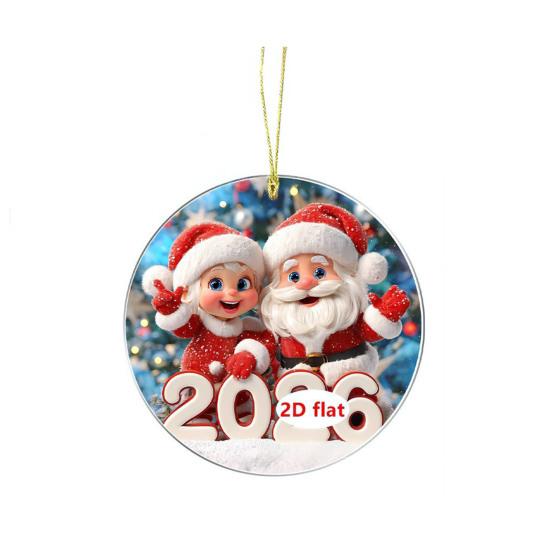 Christmas Ornament Cartoon Santa Claus Snowman Reindeer 2D Acrylic Christmas