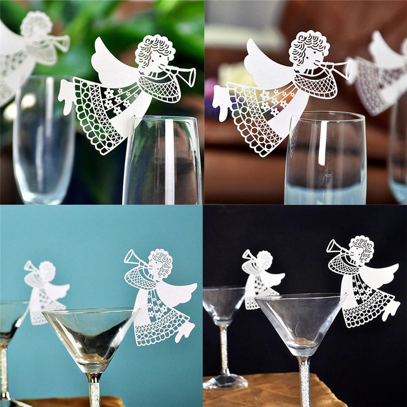 Hot Flying Angel Name Place Card For Wedding Party Table Wine Glass Decoration