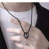 Men's Trendy Double Ring Pendant Necklace, Versatile Titanium Steel Accessory with High-End Feel