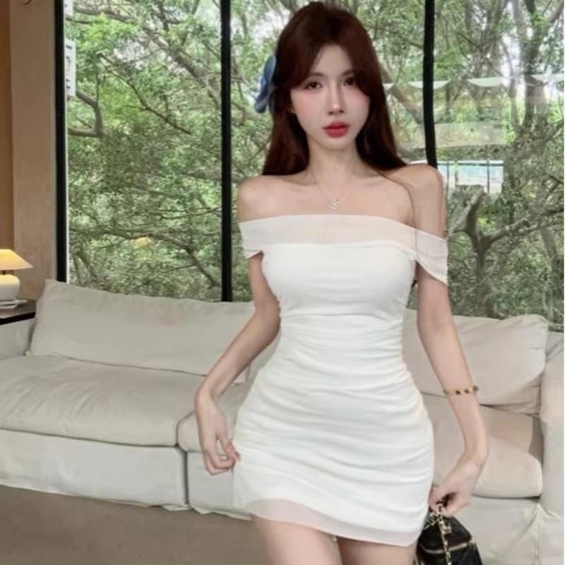 ZY pure desire sexy hip skirt women's summer design sense one-word shoulder exposed collarbone dress slim skirt