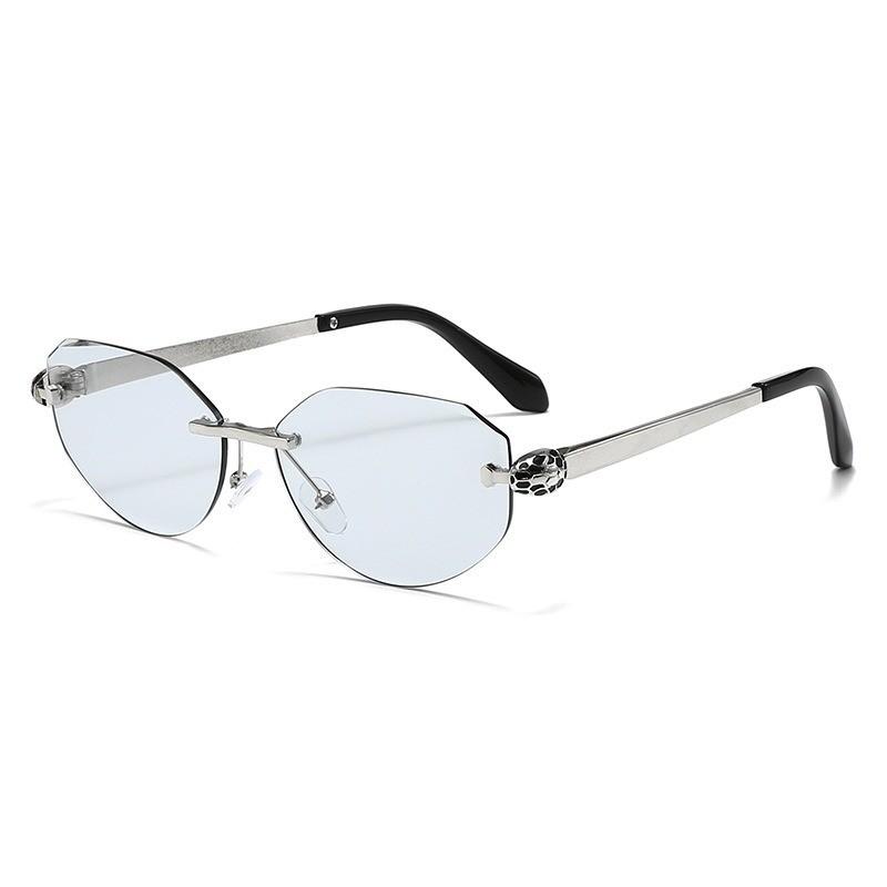 Metal Frameless Sunglasses With Gray Pc Lenses Uv400 For Fashionable Sun Protection