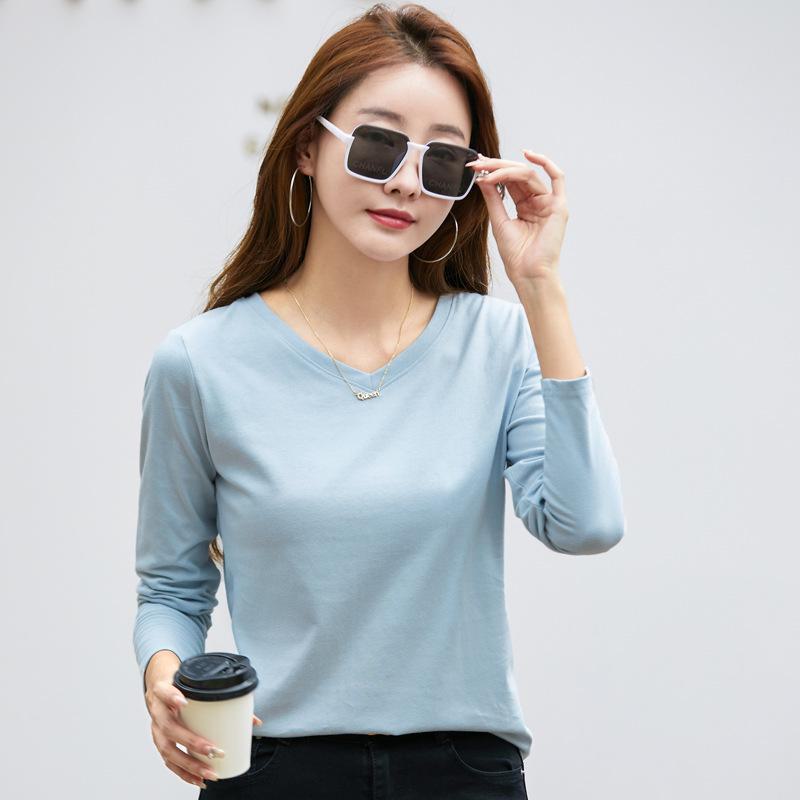 Damen-T-Shirt mit Rundhalsausschnitt und langen Ärmeln in Übergröße – Einfache Basisschicht für Herbst und Winter