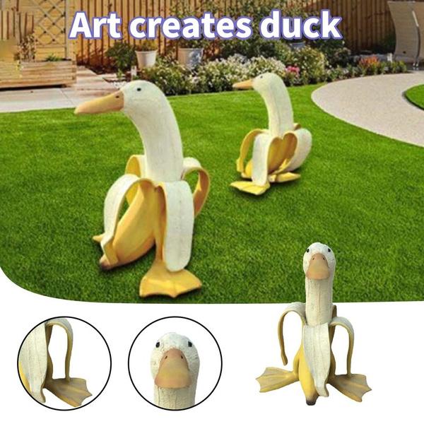 Buy Creative Art Banana Duck Statue Cute Peeled Banana Duck Art Decorative for Garden Yard