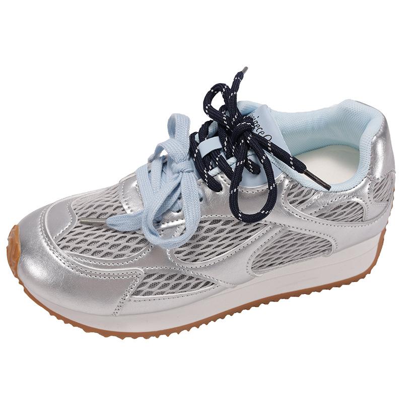Queen Fan Silver Retro Platform Training Shoes Women's Shoes 2025 New Summer Skirt Height Enhancing Casual Sneakers