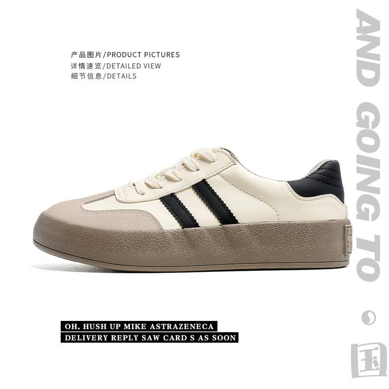 

Ретро немецкие тренировочные маленькие белые туфли мужские осенние на платформе мужские туфли универсальные повседневные ins студенческие модные туфли 7957 44 бежевый