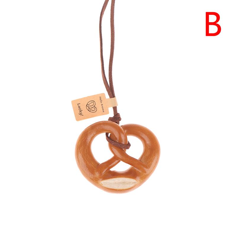 Lovely Bagel Alkaline Bread Pendant Cute Sweater Chain Pretzel Necklace Bag Hanging Car Interior Croissant Bag Accessory