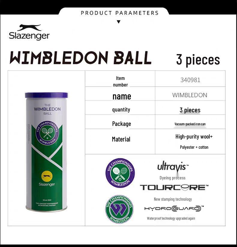 Slazenger Wimbledon High Bounce Tennis Balls - New Packaging