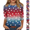 Women's Tops Three-quarter Sleeve Shirt Round-neck Loose Casual Shirt Print T-shirt
