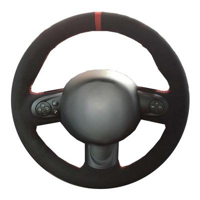 Car Steering Wheel Cover DIY Hand-stitched Black Leather Suede Car Steering Wheel Covers For Mini Cooper Accessories