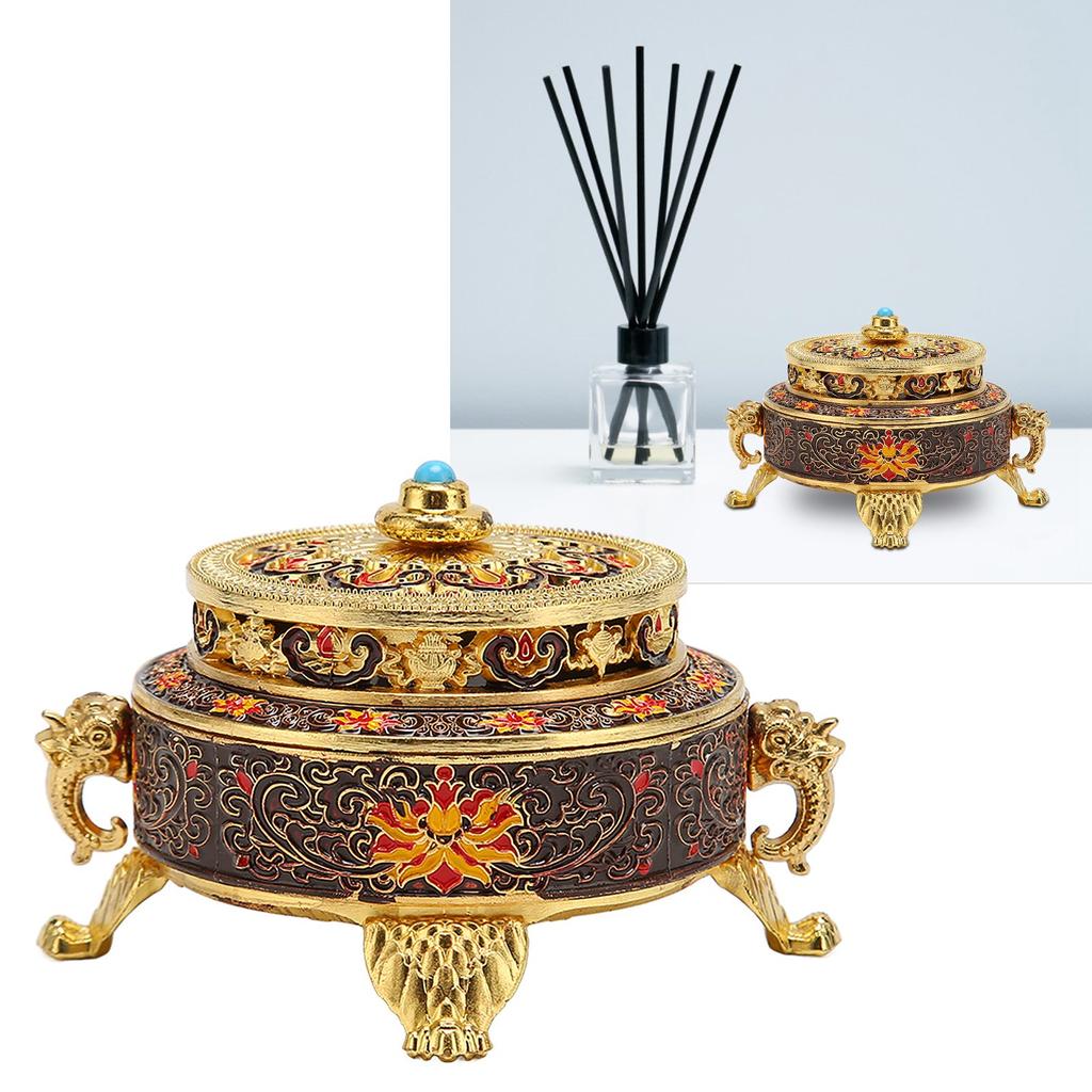 Trinket Incense   with Lid Handcraft Antique Polished Process for Decoration Meditation Room
