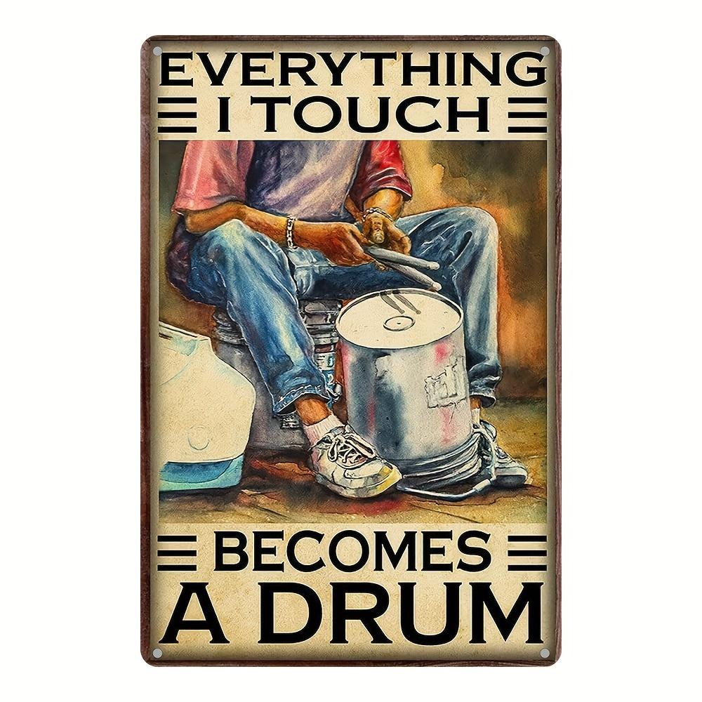Vintage Schlagzeuger Anhänger Metall Blechposter Schlagzeug Metall Blechschild Poster Platte für Schlagzeuger Café Garage Fitnessstudio oder Boxclub Dekor