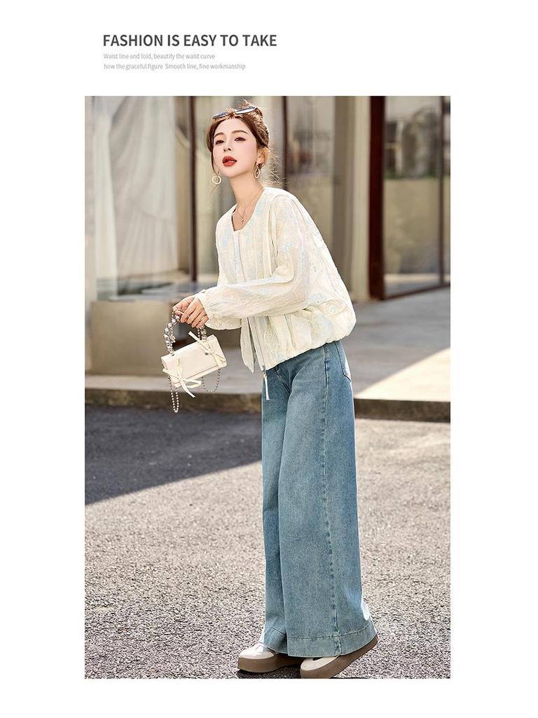 Women's 2025 Spring Chinese-Style Embroidered Color Block Cardigan - High-End, Loose Fit, Age-Reducing Fashion Jacket