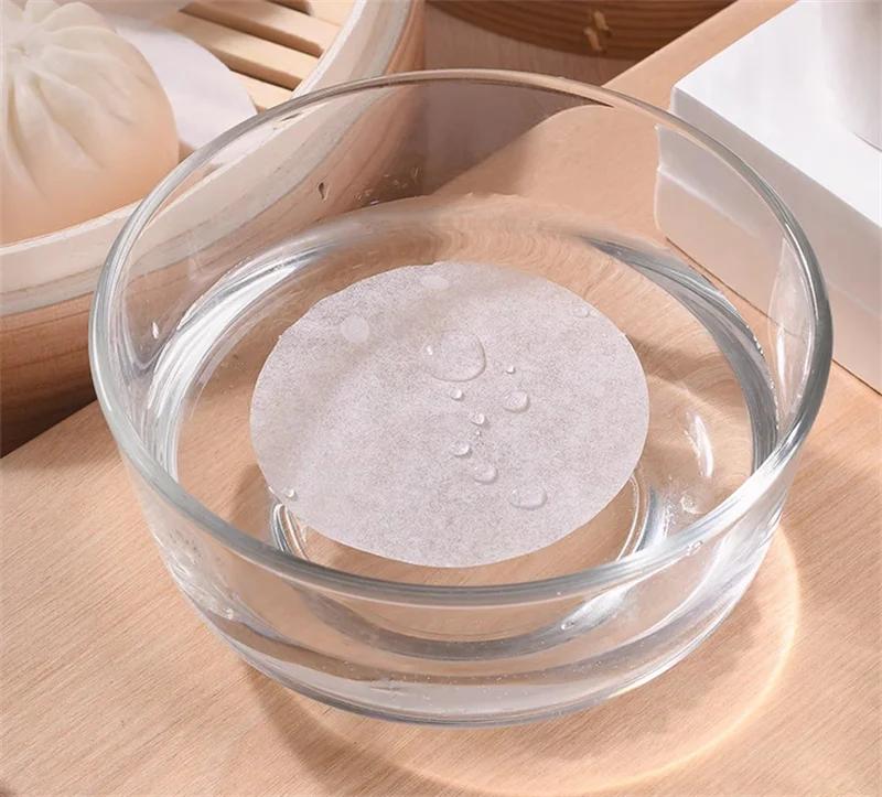 500 buc suqare rotund alb chifle de bambus pentru aburi Căptușeală din hârtie Covoraș antiaderent pentru cuptor Hârtie pentru grătar pentru grătar Hârtie de copt pentru hamburger