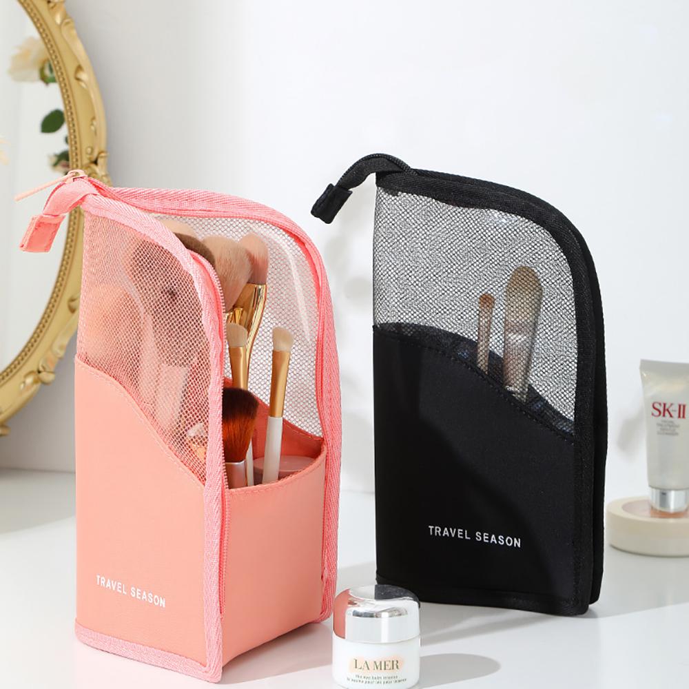 Makeup Brush Holder Women Travel Outdoor Waterproof Cosmetic Bag Stand-Up Portable Foldable Makeup Case with Zipper