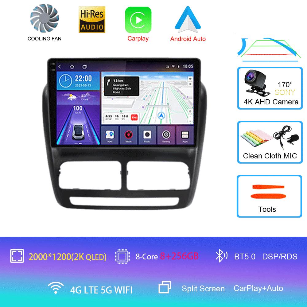 Car Radio Android 14 For FIAT Doblo 2010 2011 2012 - 2015 Navigation GPS Multimedia Video Player Stereo Carplay+auto WiFi+4G BT
