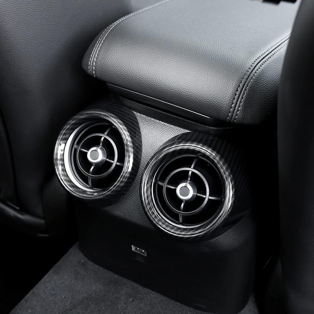 TOYCIDFG Car Rear Air Conditioner Vent Outlet Frame Cover Trim for Alfa Romeo Stelvio 2017-2020, Carbon Fiber Style Car Decoration Accessories