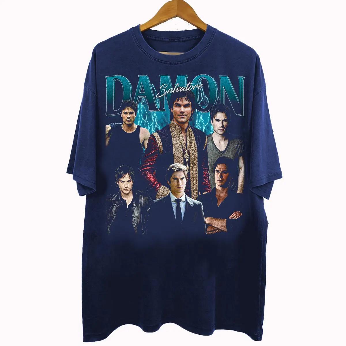 Vintage 90s Bootleg Style Damon Salvatore TShirt Damon Salvatore Movie Gifts For Unisex And Women Unisex TShirt S