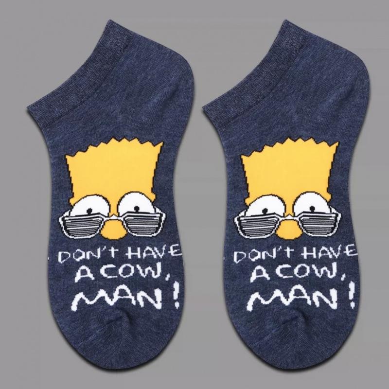 Calzini Cartoon Trendy a Marchio Co-Branded Calzini da Barca Traspiranti a Taglio Basso Estivi Calzini Corti alla Moda in Puro Cotone