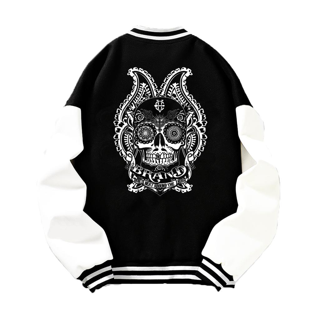Eightvolume Ev Brand Skull Varsity Jacket (Black/White)