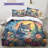 Floral wolf  Pattern Bedding Quilt Set Quilt Cover Pillowcase Home Decoration  Gift (1 * duvet cover + 2 * pillowcase, without core)