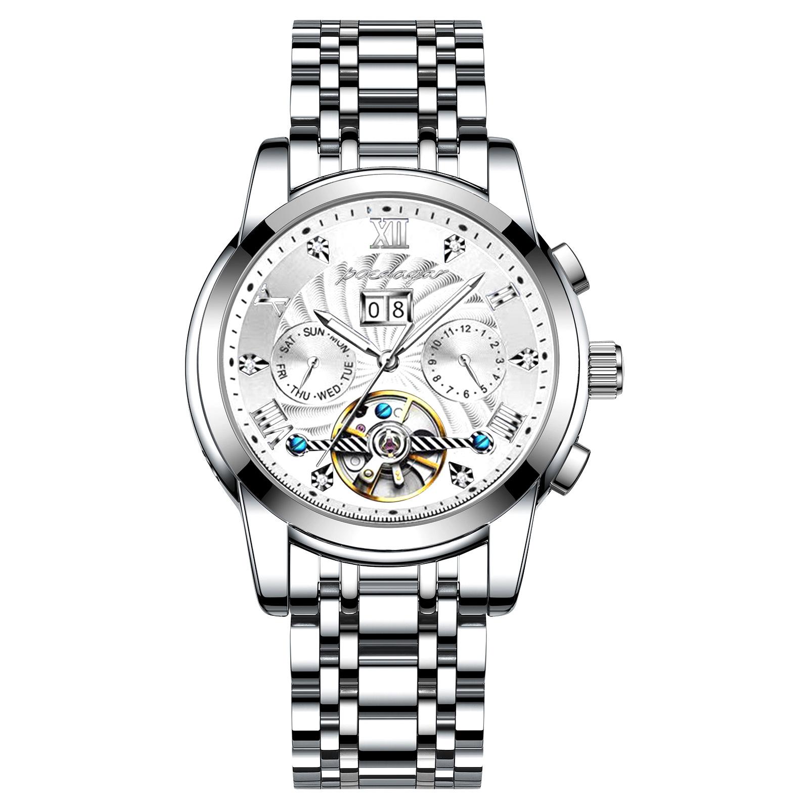 

POEDAGAR Новые роскошные мужские часы высшего бренда с коробкой, автоматические многофункциональные мужские механические часы