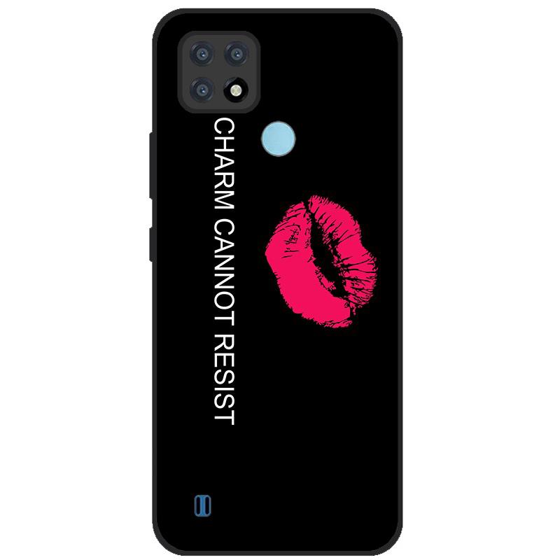 Para OPPO Realme C21Y Capa Série COOL Preto Capa de Silicone Macia para Cases de Telefone Realme C21 C25 C25s Protetora Realmi C 21 Y Capa