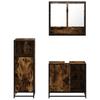 3 Piece Bathroom Furniture Set Smoked Oak Wood Based Panel