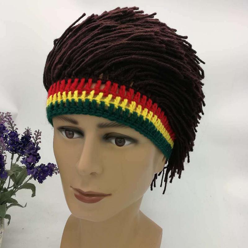 Rasta-Perücke, Beanie-Mütze für Männer, handgefertigt, gehäkelt, warme Wintermütze, Gorros, Halloween, Feiertag, Geburtstag, Geschenke, lustige Party-Sturmhaube