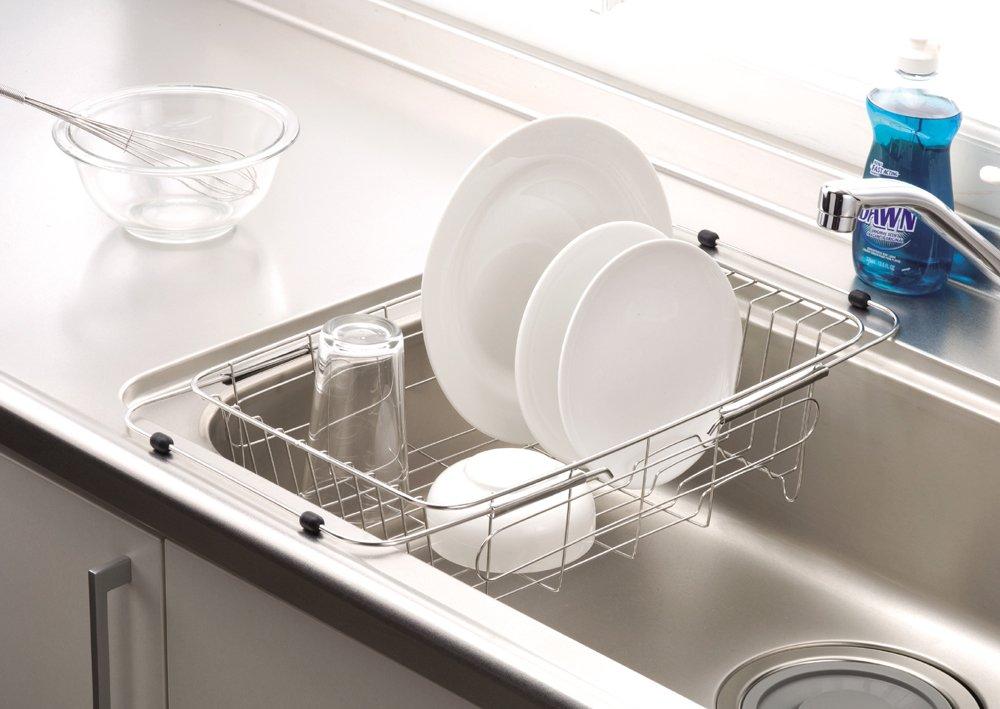 Pearl Metal LaQuera Stainless Steel Sliding Drainer Basket with Stainless Steel Tray H-6619