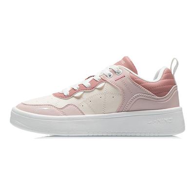 Li Ning Comfortable Non-Slip Shock Absorbing Wear-Resistant Lightweight Breathable Low-Top Skate Shoes Women Sneaker Peach-Pink AGCR316-3