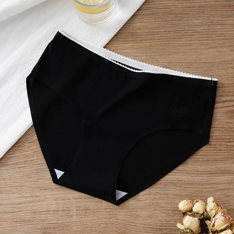

Summer Ultra-thin Ice Silk Seamless Women s Underwear Waist Waist and Hip Pants Antibacterial Pure Cotton Breathable Quick Drying Panties M чорний